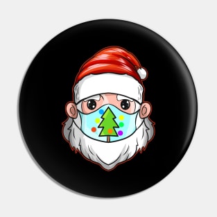 Santa With Christmas Tree Mask Celebrating Christmas Pin