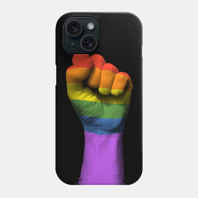 Gay Pride Rainbow Flag on a Raised Clenched Fist Phone Case by jeffbartels