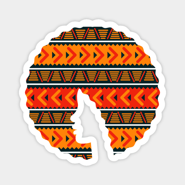 Afro Hair Woman with African Pattern, Black History Magnet by logiamerch
