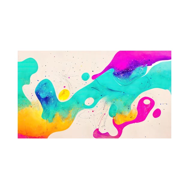 Modern Contemporary Abstract Watercolor Colorful Multicolored Cosmic Splash Galaxy by AlexandrAIart