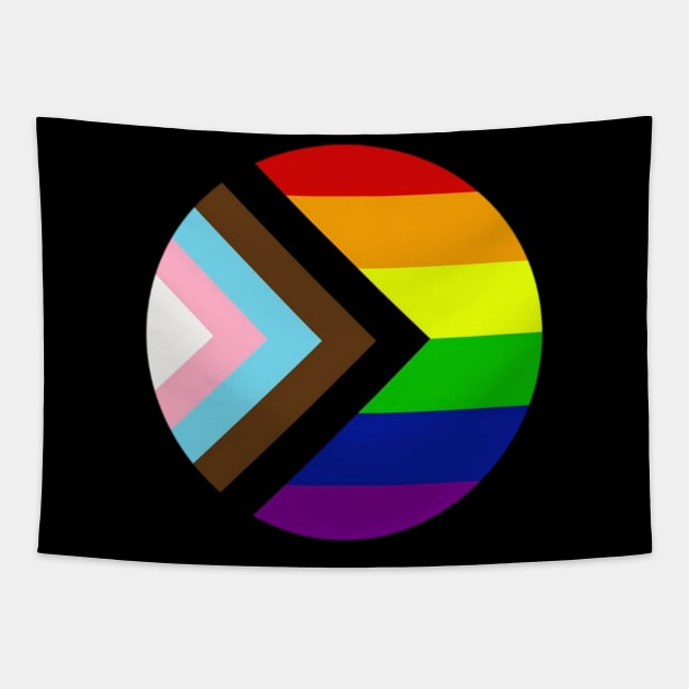 Progress Pride Rainbow Flag For Inclusivity Tapestry by PowderShot