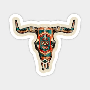 Copy of Vintage Aztec Indian Pattern Bull Skull Cowgirl design Magnet