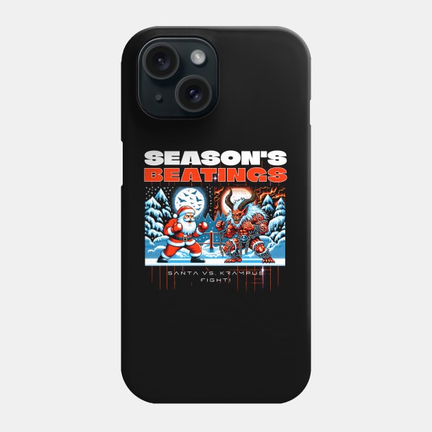 Season's Beatings Santa Claus vs. Krampus Phone Case by Contentarama