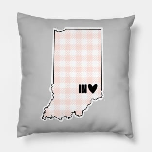 USA States: Indiana (pink plaid) Pillow