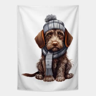 Winter German Wirehaired Pointer Dog Tapestry