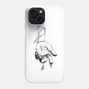 Hand holding rainbow lint Phone Case