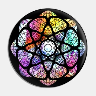 Rainbow Prismatic Crystal Mandala - Silhouette Pin