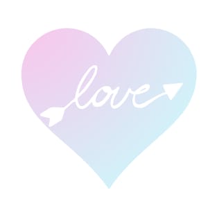 Pink and blue ombre heart with the word love T-Shirt