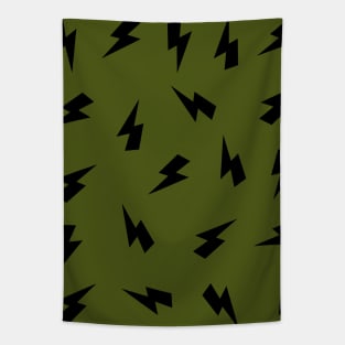 Black Lightning, Thunder, Bolts on Olive Green iPhone Case Tapestry