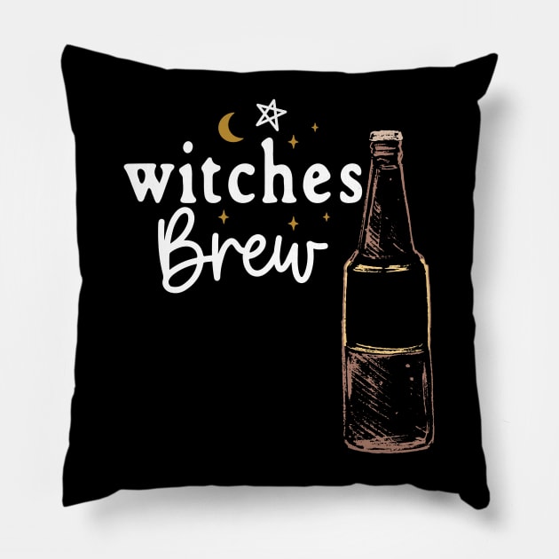 Witches Brew with a Celestial and a  Bottle of Beer Pillow by Apathecary