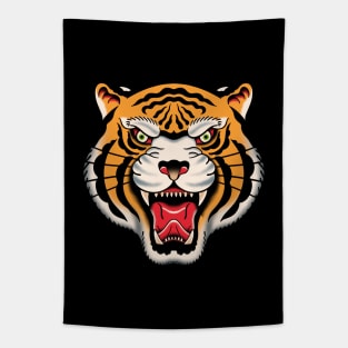 Bengal Tiger Head Traditional Tattoo Tapestry