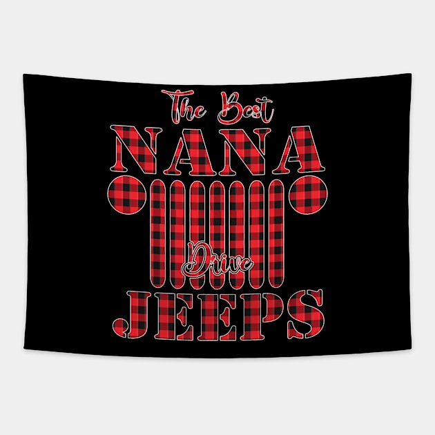 The Best Nana Drive Jeeps Red Plaid Jeep Matching Pajama Family Buffalo Jeeps Lover Tapestry by Nancie