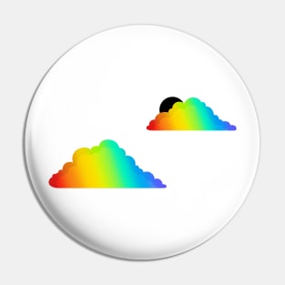 Graphic Rainbow Clouds on White Pin