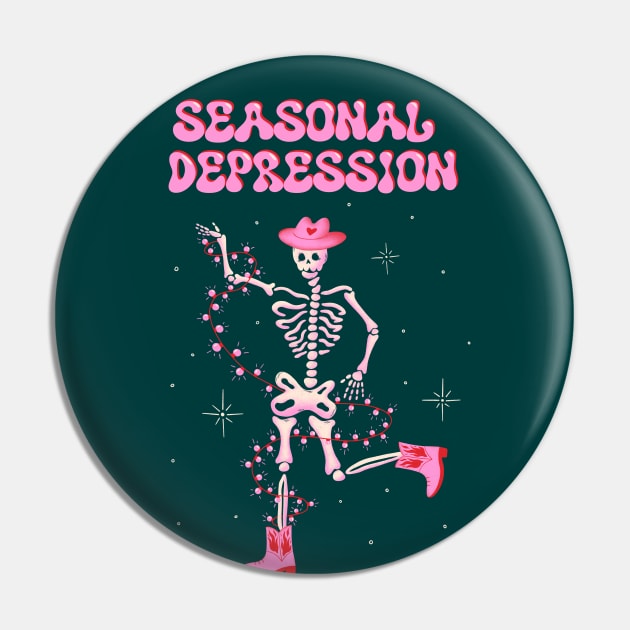 Seasonal Depression xmas art, Dancing skeleton in cowboy boots Christmas illustration Pin by WeirdyTales