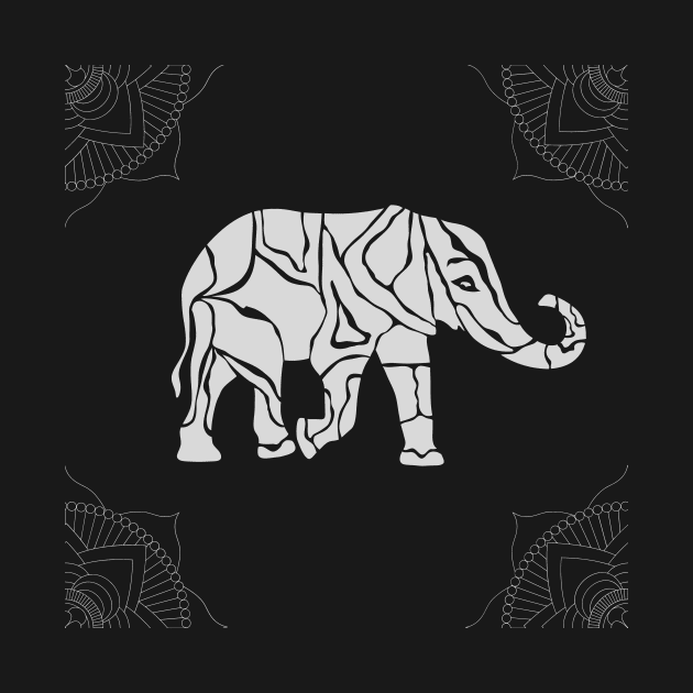 A wandering elephant with mandala pattern print by mazdesigns