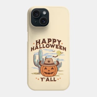 Western Halloween Happy Halloween Y'all Jack O Lantern Retro Pumpkin Phone Case