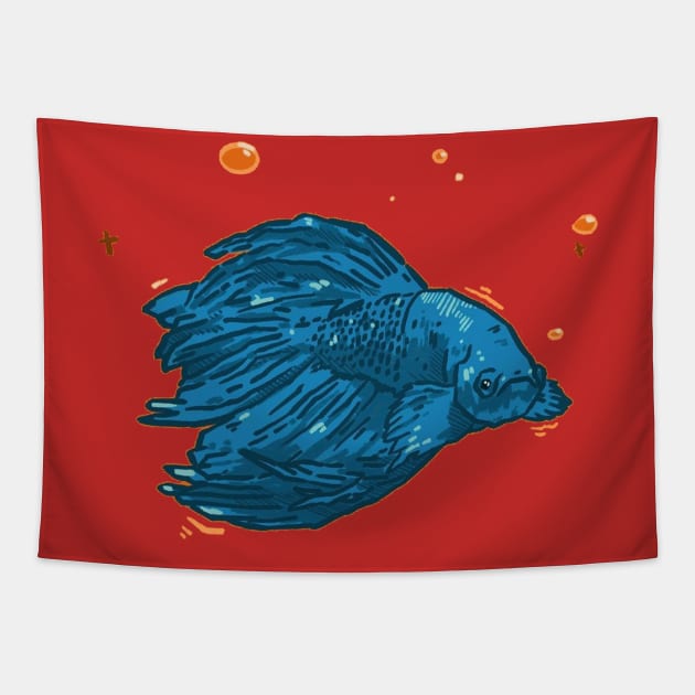 amazing Betta fish Tapestry by eraillustrationart