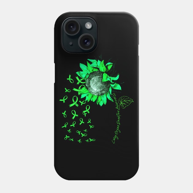 LIVING ORGAN DONATION AWARENESS Sunflower Green Ribbon Phone Case by vamstudio