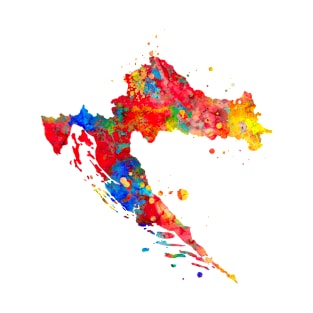 Croatia Map Watercolor Painting T-Shirt