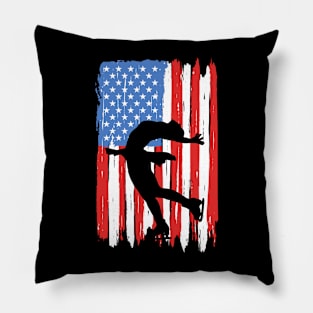 American Flag Figure Skating Graphic Pillow