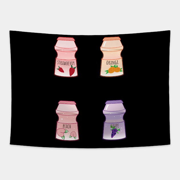 Cute strawberry orange peach grape yoghurt drinks Tapestry by 4wardlabel