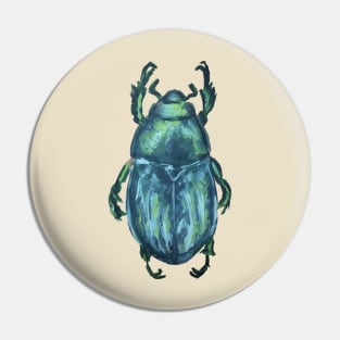 Shiny Green Beetle Pin