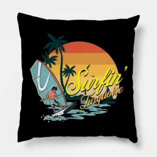 surfing turqoise spot Pillow