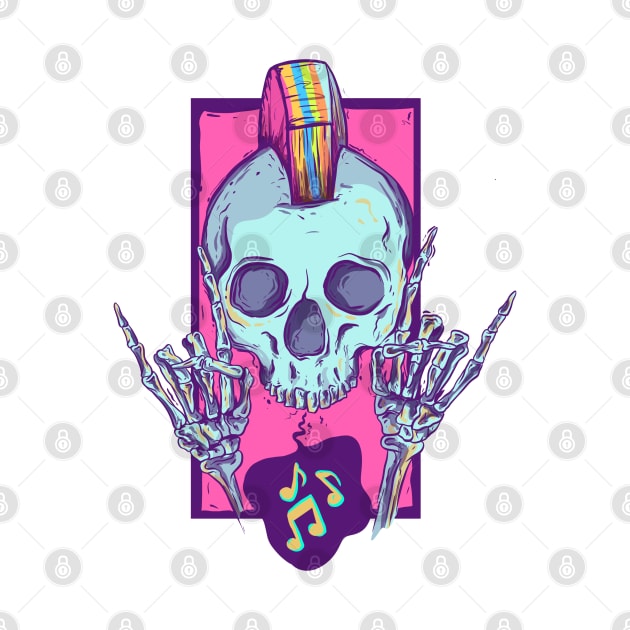 Rock on punk skull by Jess Adams