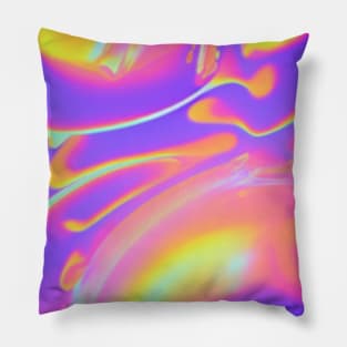 Rainbow Iridescent Foil Abstract Swirl Pillow