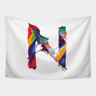 Colorful Painted Initial Letter N Tapestry