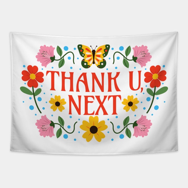 Thank You Next - Floral Typography - Thank U Tapestry by Millusti