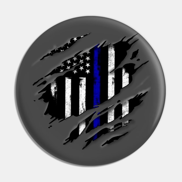 Thin Blue Line Rip Pin by Digitanim8tor