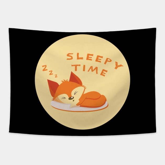 Sleepy time cute sleeping baby fox Tapestry by GoranDesign