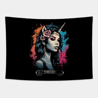 Unicorn women colour Fanatsy Tapestry