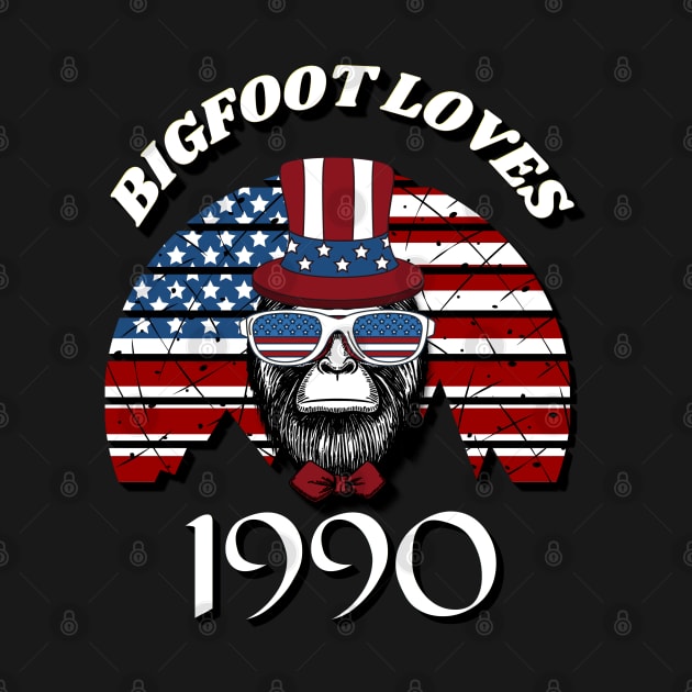 Bigfoot loves America and People born in 1990 by Scovel Design Shop