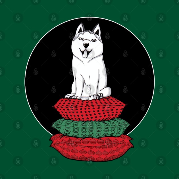 Cute White Husky Christmas colors by Snowflake