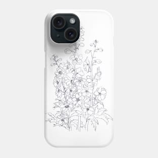 Larkspur flower drawing Phone Case