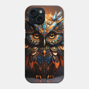 Robotic Owl With Colorful Feathers Phone Case