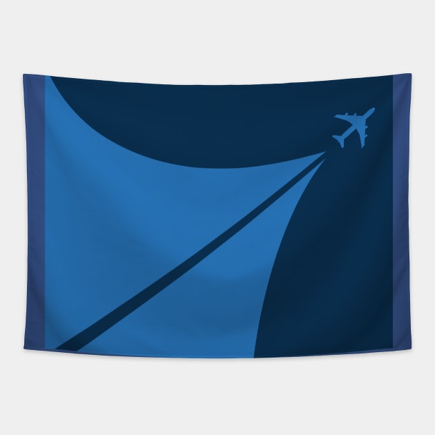 Blue Aviation Aicraft Minimalistic Design Tapestry by Avion