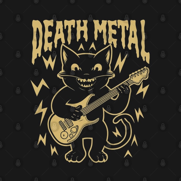 Death Metal Satanic Baphomet Cat playing guitar by Aldrvnd