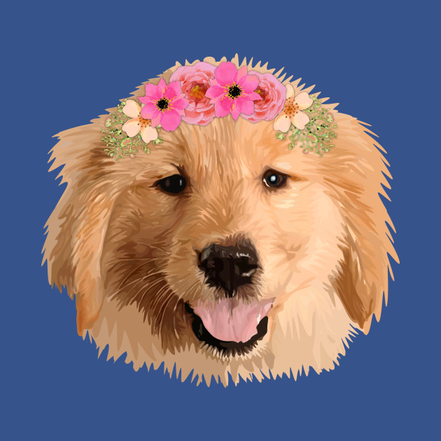 Discover Golden Retriever with Flower - Golden Retriever With Flower - T-Shirt