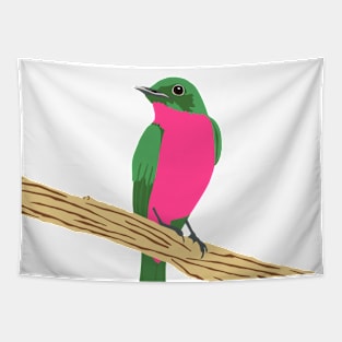 PINK AND GREEN BIRD ON A BRANCH Tapestry