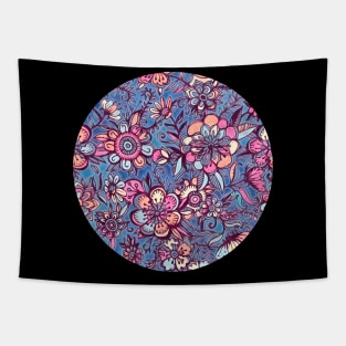 Sweet Spring Floral - soft indigo & candy pastels Tapestry