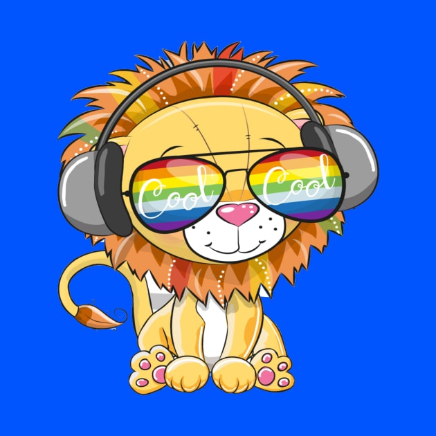 Cool Cartoon Cute Lion with sun glasses by amramna