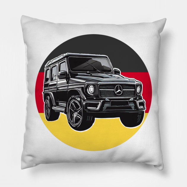 Mercedes G class with Germany flag Pillow by Auto-apparel