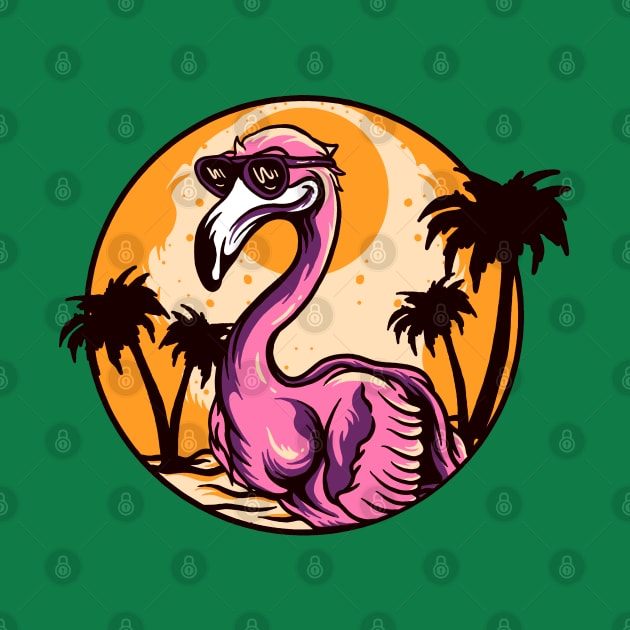 flamingo bird sunset by Mako Design 