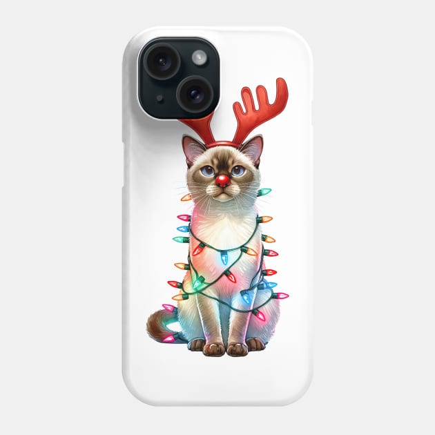 Christmas Red Nose Tonkinese Cat Phone Case by Chromatic Fusion Studio