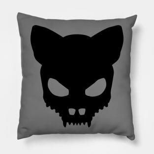 Devil Cat's Skull In Black Pillow