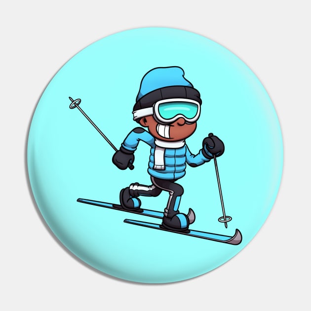 Cross Country Skiing Boy Pin by TheMaskedTooner