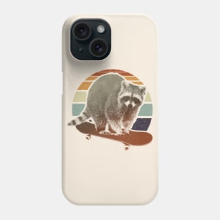 Raccoon on a skateboard retro Phone Case